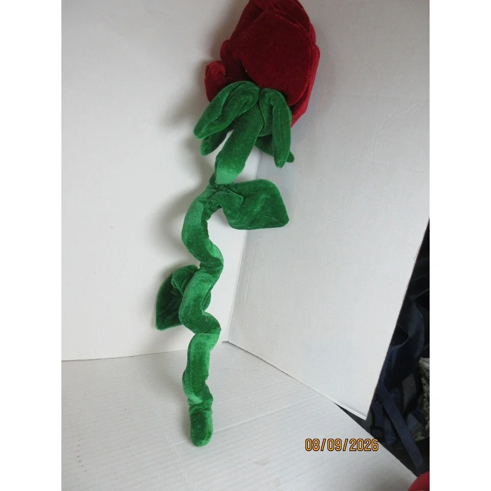 Large Plush Red Rose Bendable Long Stem Velvet Flower 28 Inch Romantic Decor